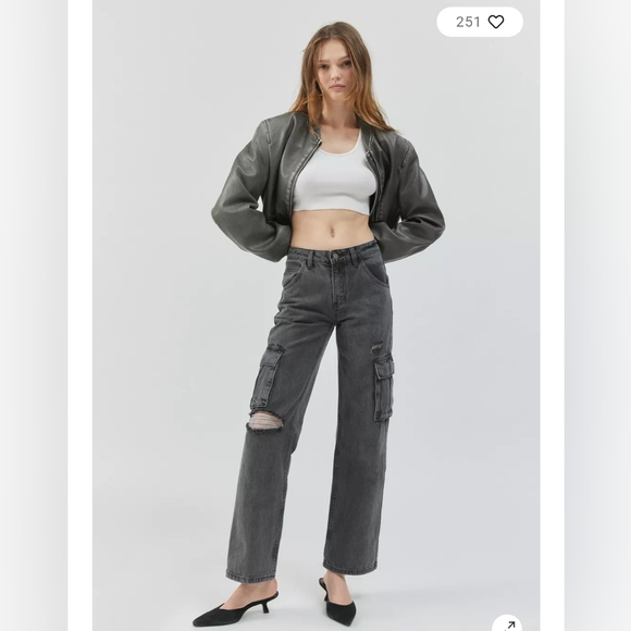 Guess Jeans cargo wide leg straight carpenter Size 29 charcoal - Picture 3 of 8